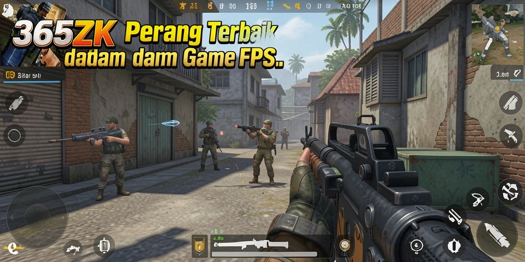 Screenshot menunjukkan aksi tembak-menembak yang mendebarkan dalam <strong>365ZK</strong>.