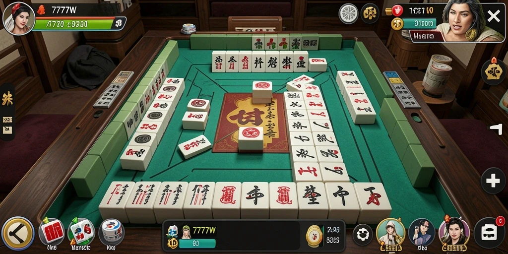 Tampilan gameplay Mahjong yang menarik dalam 7777W.