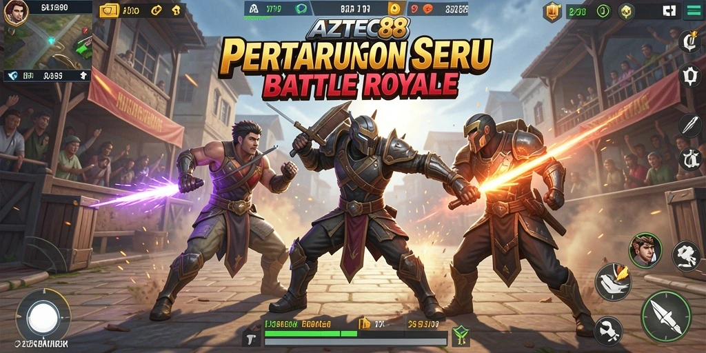 Gameplay seru AZTEC88 dalam pertempuran Battle Royale.