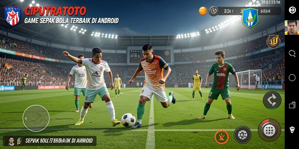Screenshot dari gameplay seru di CIPUTRATOTO yang menunjukkan aksi sepak bola.