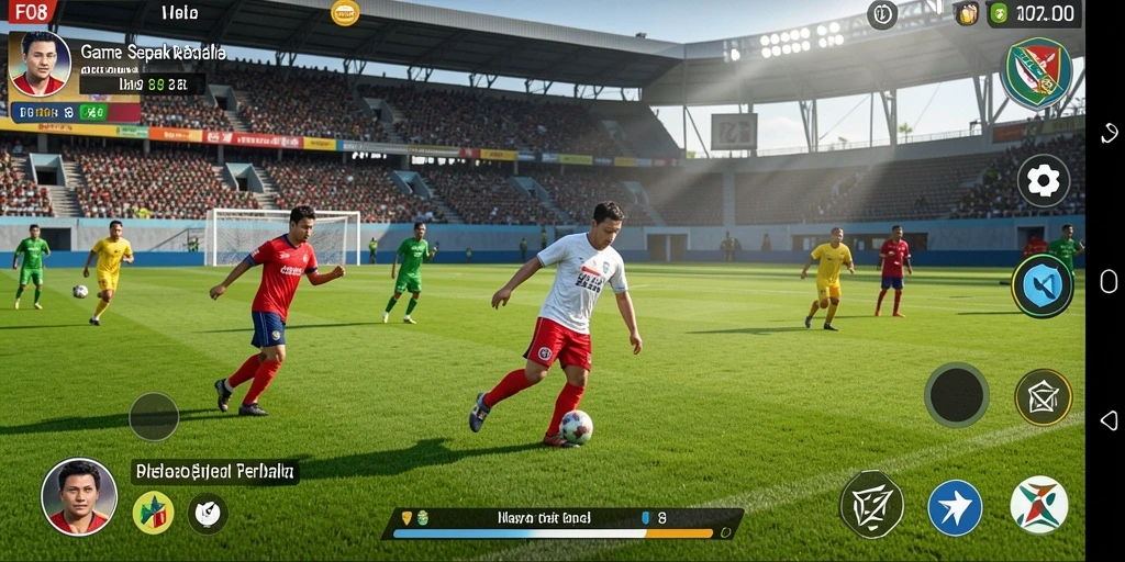 Screenshot FO8 menunjukkan aksi seru dalam pertandingan sepak bola.
