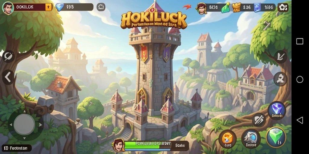 Tampilan gameplay yang seru dari HOKILUCK dalam pertahanan menara.