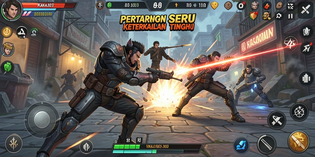 Tampilan gameplay KAKA303 yang seru dan penuh aksi bertarung.