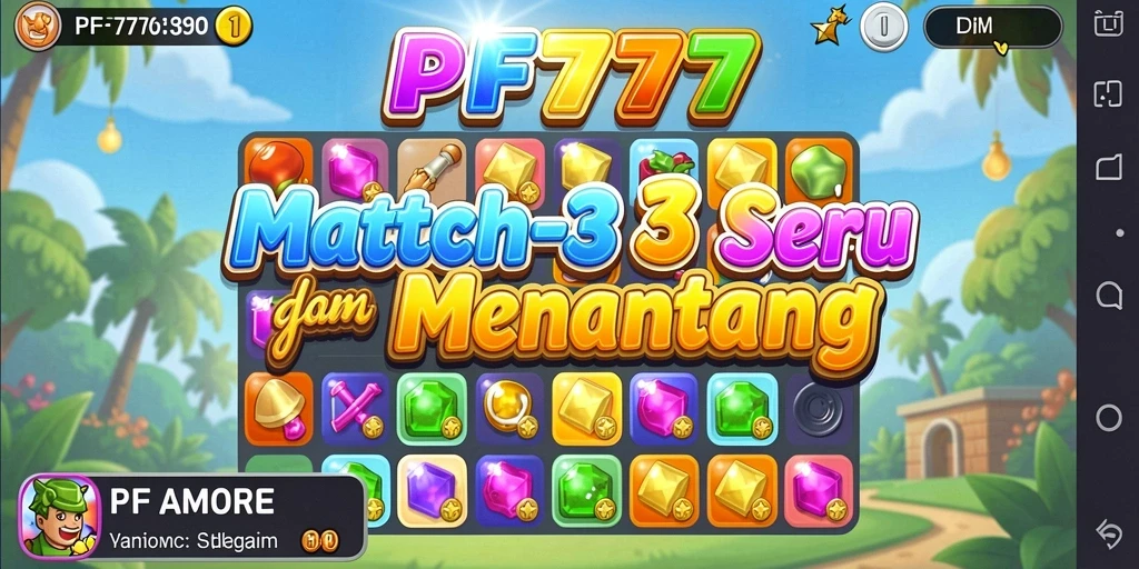 Tampilan gameplay match-3 yang menarik di PF777.
