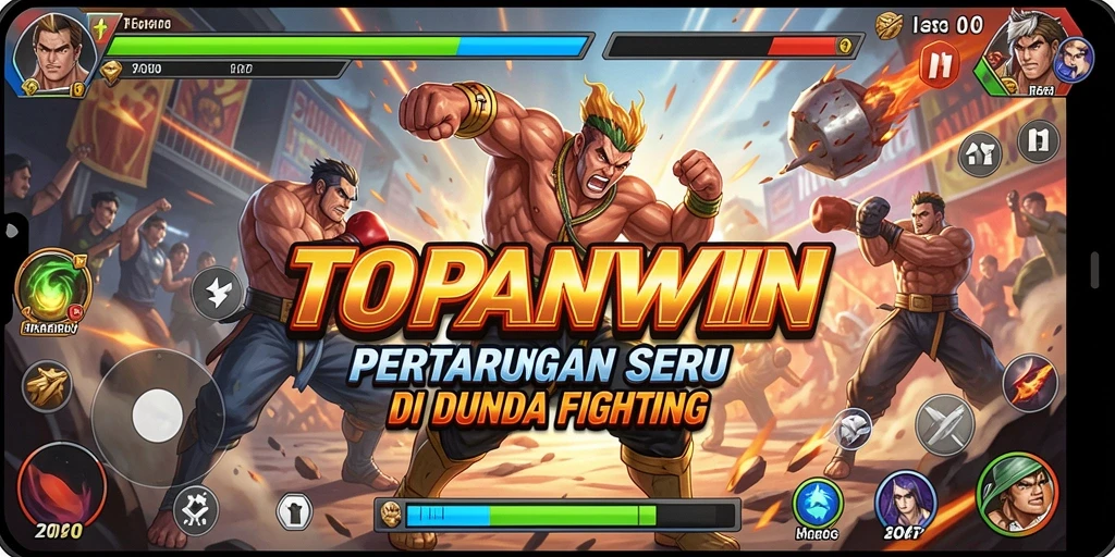 Screenshot gameplay TOPANWIN dengan aksi pertarungan yang intens.