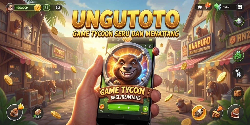 Screenshot gameplay UNGUTOTO yang menunjukkan kerumitan manajemen bisnis.